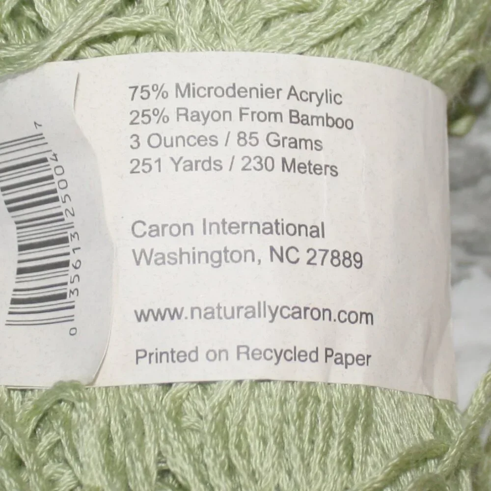 YARN #1316 Bamboo - Naturally Caron Spa Green Sheen 1 skein